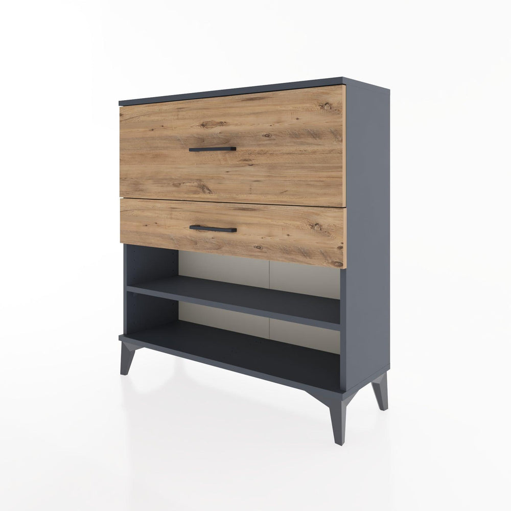 Woodntry Modüler Şifonyer Antrasit 88x30x84 cm Çekmeceli ve Raflı CR16-2