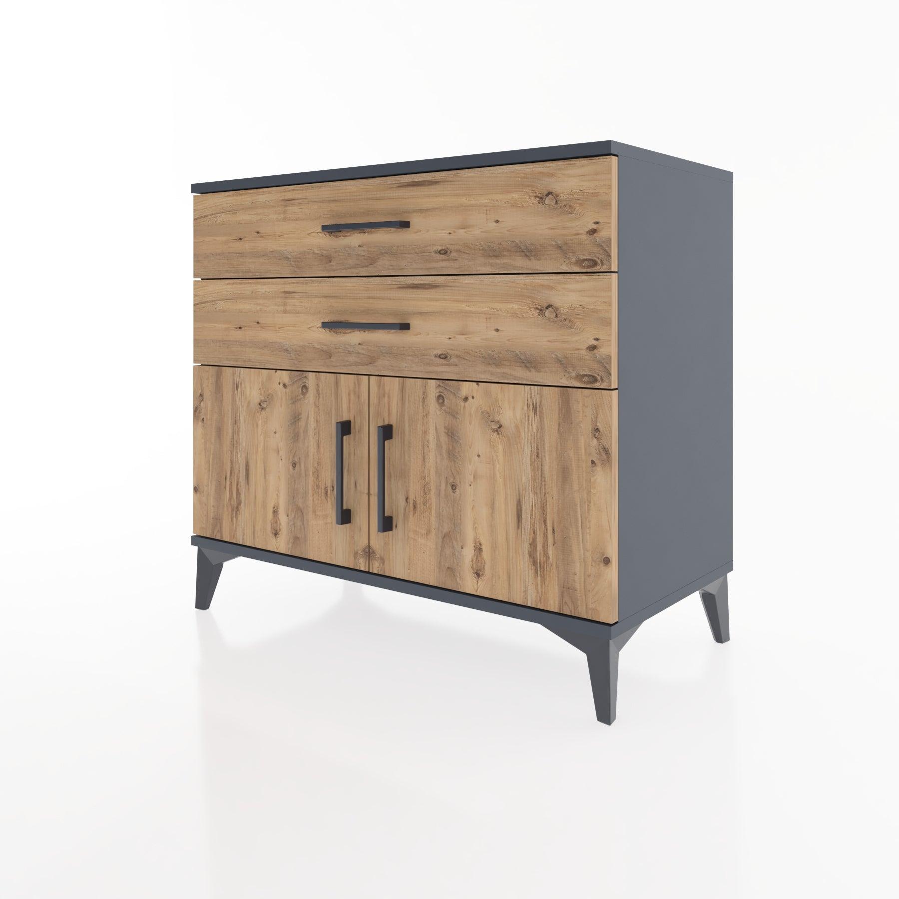 Woodntry Modüler Şifonyer Antrasit 88x44x68 cm Kapaklı ve Çekmeceli KC16-2