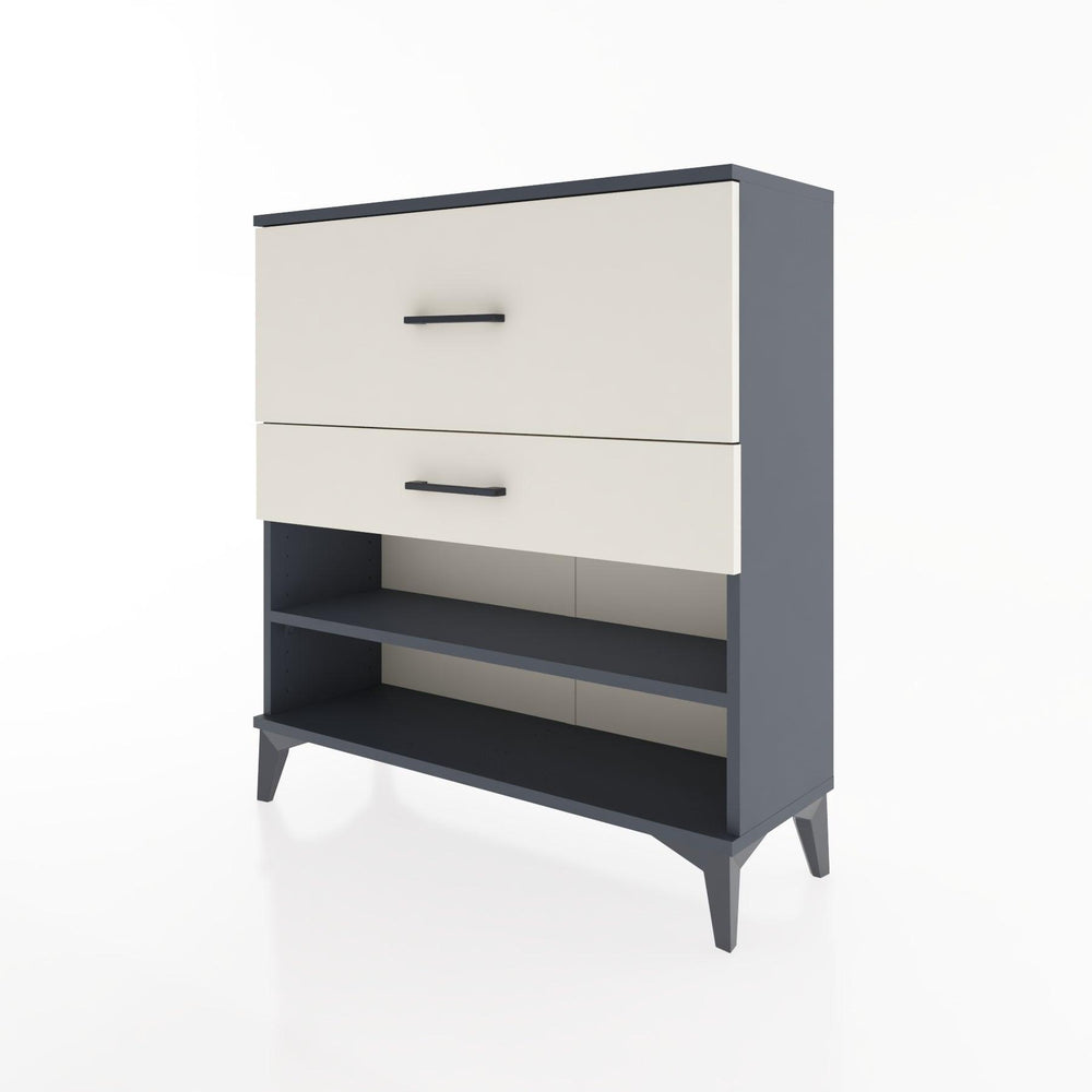 Woodntry Modüler Şifonyer Antrasit 88x30x84 cm Çekmeceli ve Raflı CR16-2