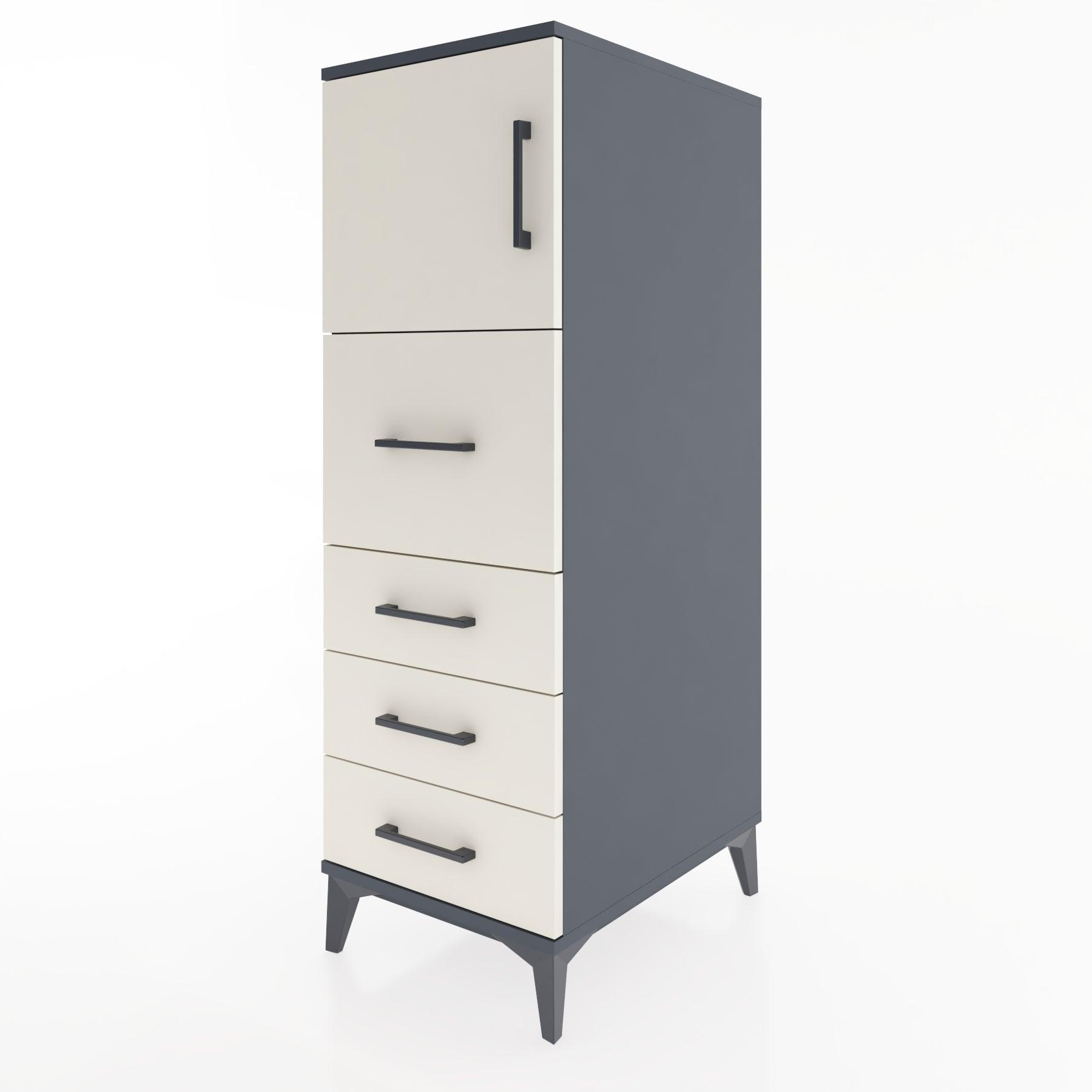 Woodntry Modular Cabinet Anthracite 44x30x122 cm with Doors and Drawers KC16-2