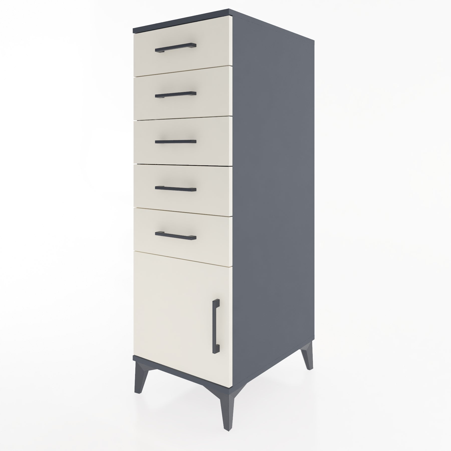 Woodntry Modular Cabinet Anthracite 44x59x122 cm with Doors and Drawers KC66-2