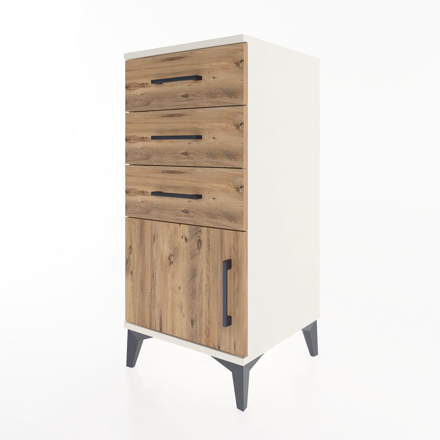 Woodntry Modular Nightstand Moonstone 44x44x84 cm with Cover and Drawer KC39-1