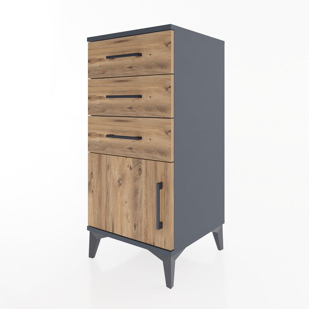 Woodntry Modular Nightstand Anthracite 44x44x84 cm with Cover and Drawer KC39-2