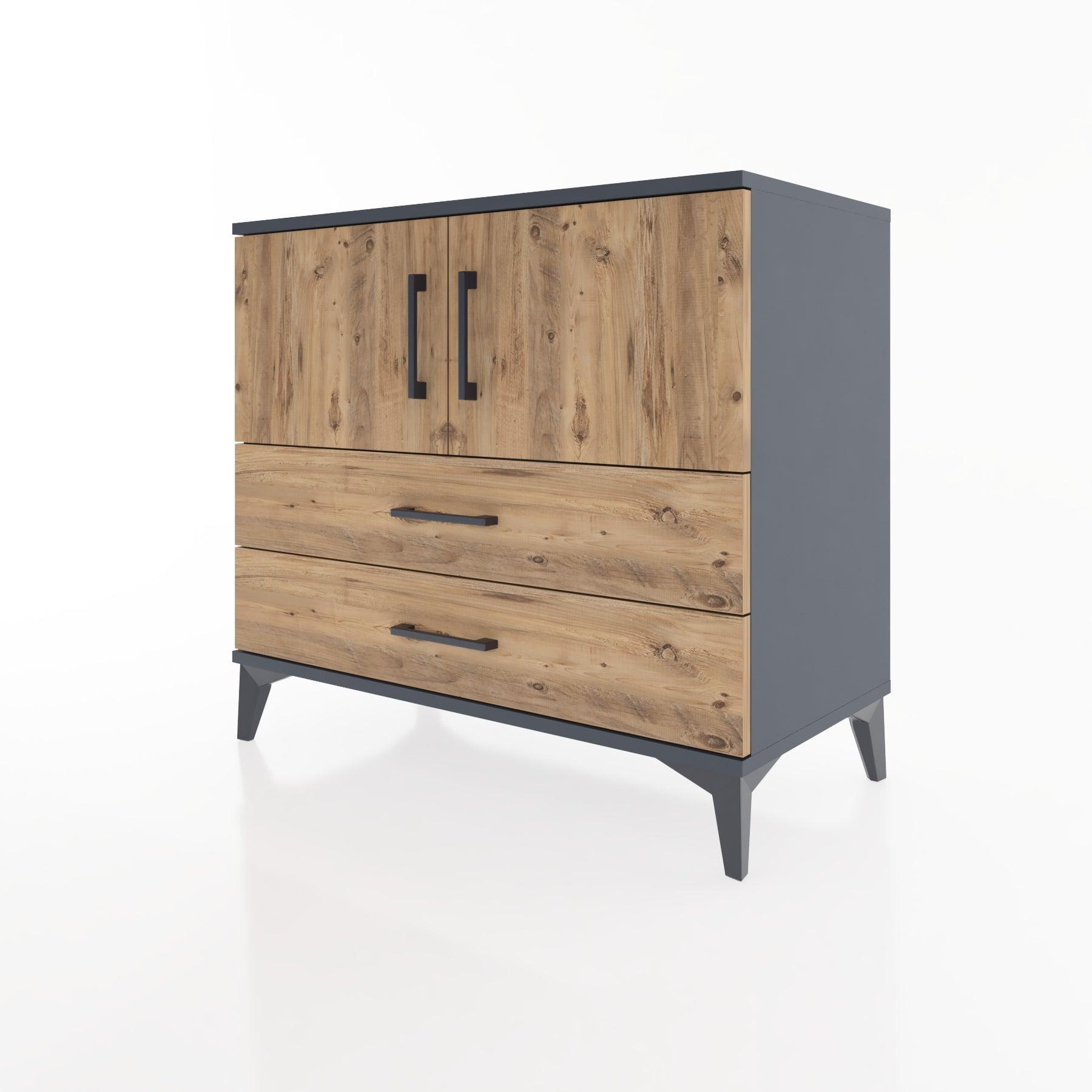 Woodntry Modüler Şifonyer Antrasit 88x44x68 cm Kapaklı ve Çekmeceli KC17-2