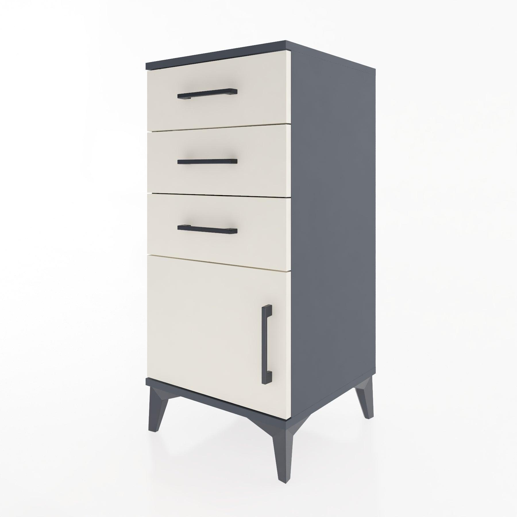 Woodntry Modular Nightstand Anthracite 44x44x84 cm with Cover and Drawer KC39-2
