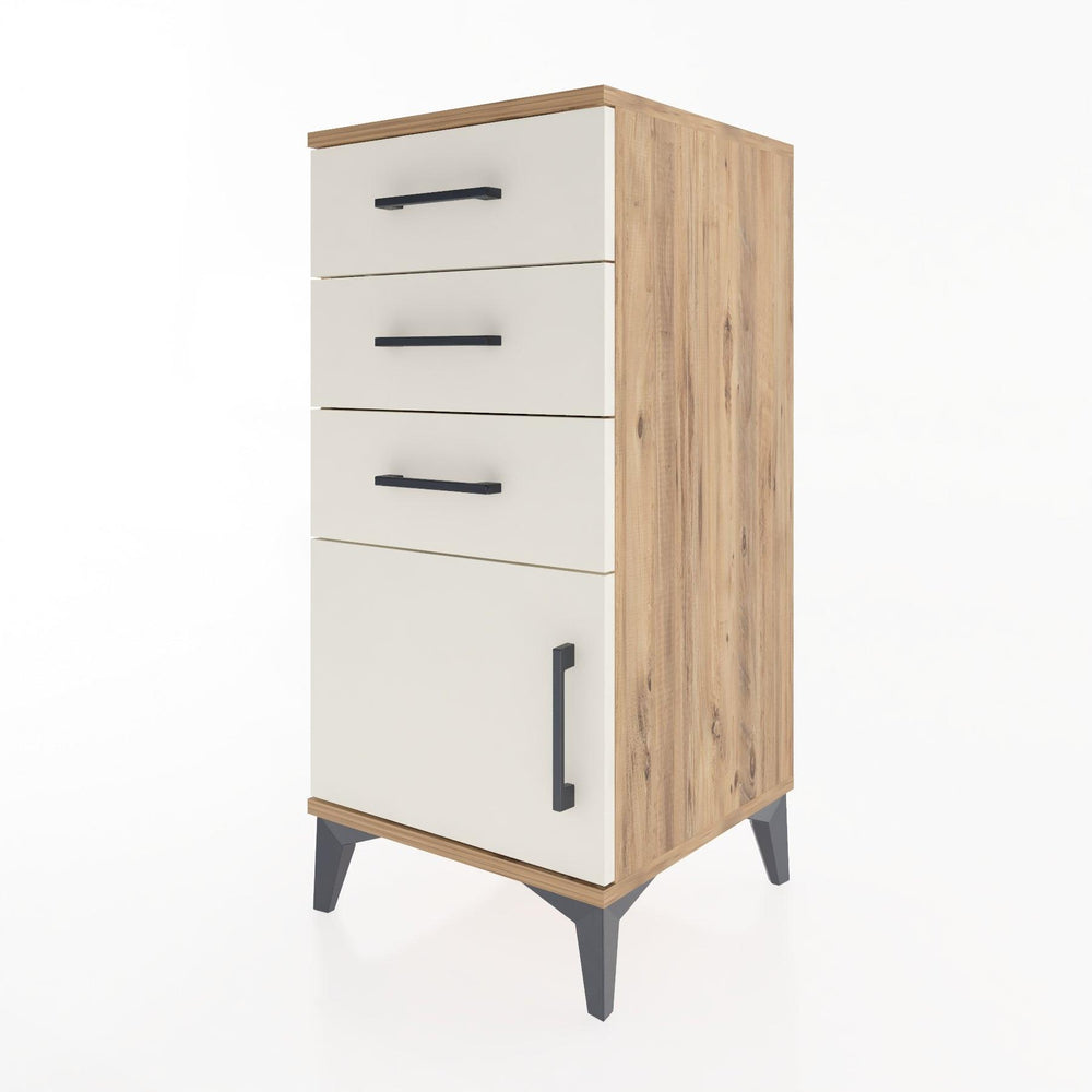 Woodntry Modüler Komodin Çam 44x44x84 cm Kapaklı ve Çekmeceli KC39-3