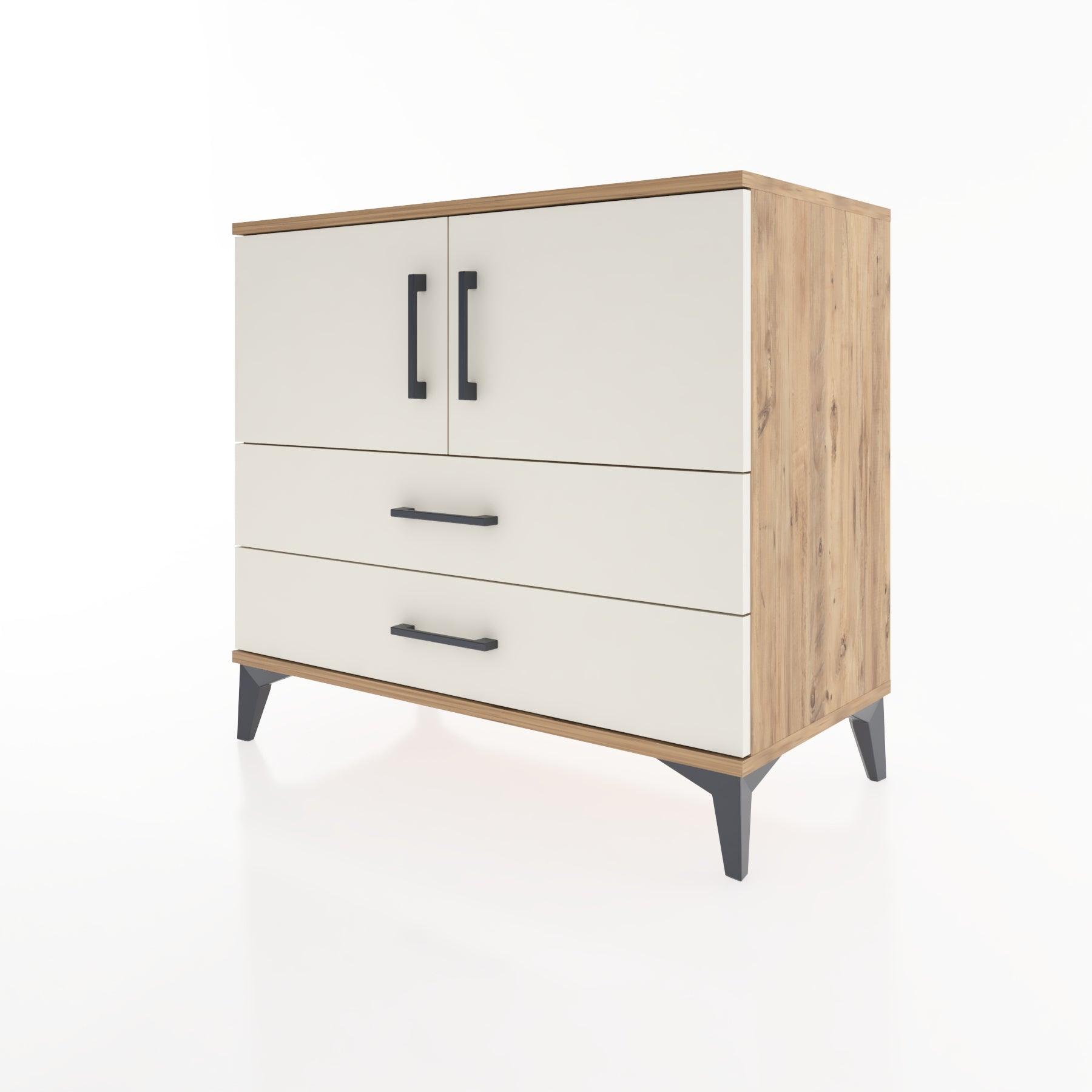 Woodntry Modüler Şifonyer Çam 88x44x68 cm Kapaklı ve Çekmeceli KC17-3