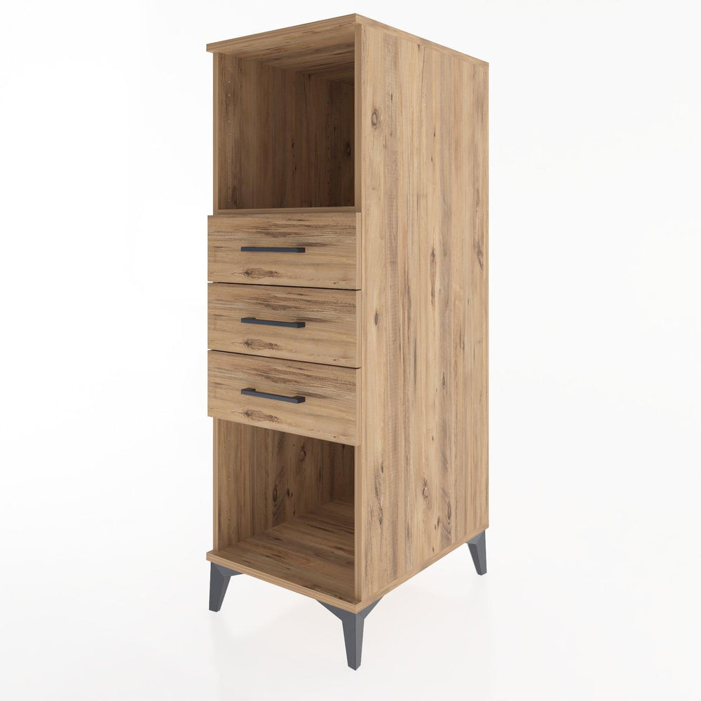 Woodntry Modüler Dolap Çam 44x59x122 cm Çekmeceli ve Raflı CR117-3