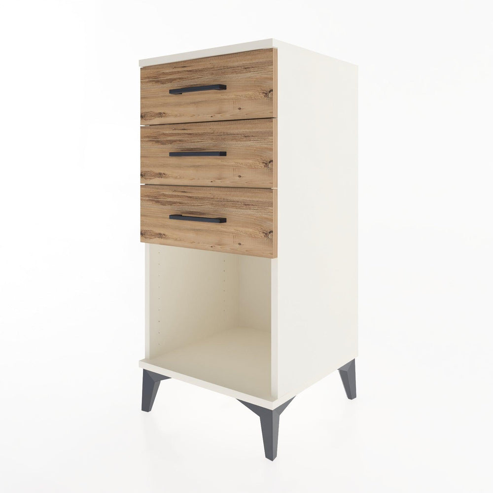 Woodntry Modular Nightstand Moonstone 44x44x84 cm with Drawer and Shelf CR18-1