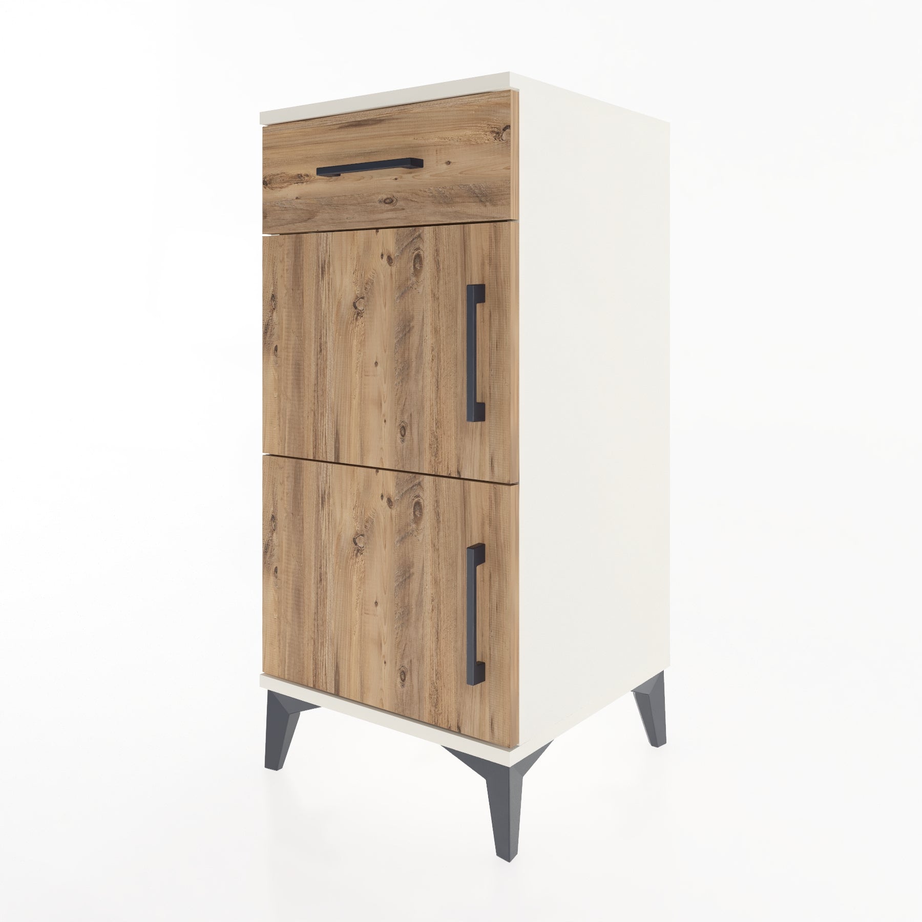 Woodntry Modular Nightstand Moonstone 44x44x84 cm with Cover and Drawer KC40-1