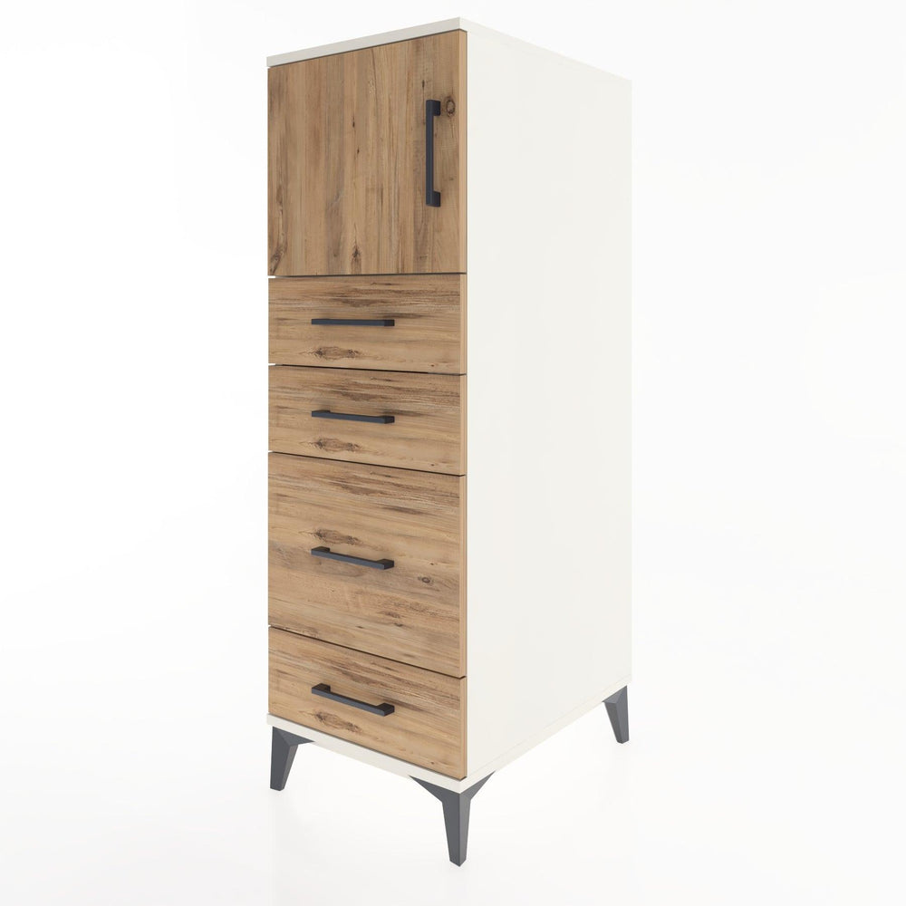 Woodntry Modüler Dolap Aytaşı 44x59x122 cm Kapaklı ve Çekmeceli KC18-1