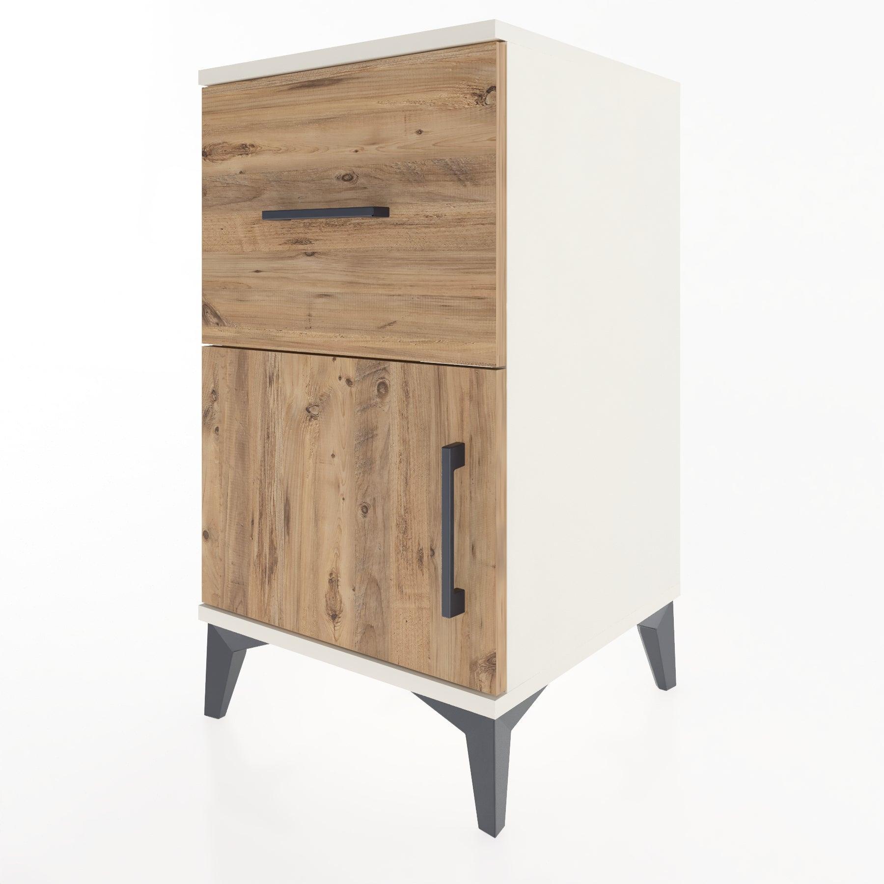 Woodntry Modular Nightstand Pine 44x44x68 cm with Cover and Drawer KC18-3