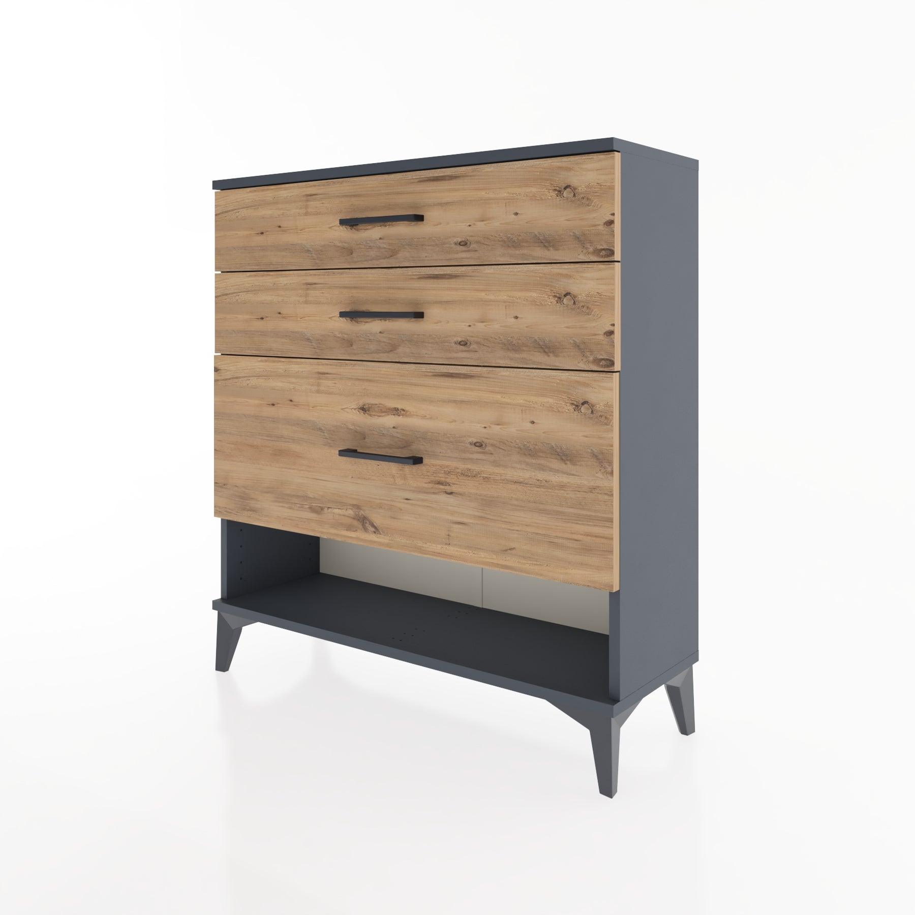 Woodntry Modular Dresser Anthracite 88x30x84 cm with Drawers and Shelves CR18-2