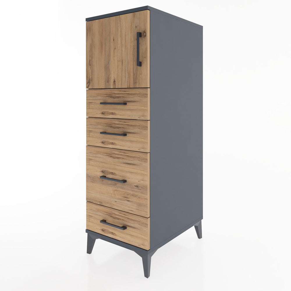 Woodntry Modular Cabinet Anthracite 44x30x122 cm with Doors and Drawers KC18-2