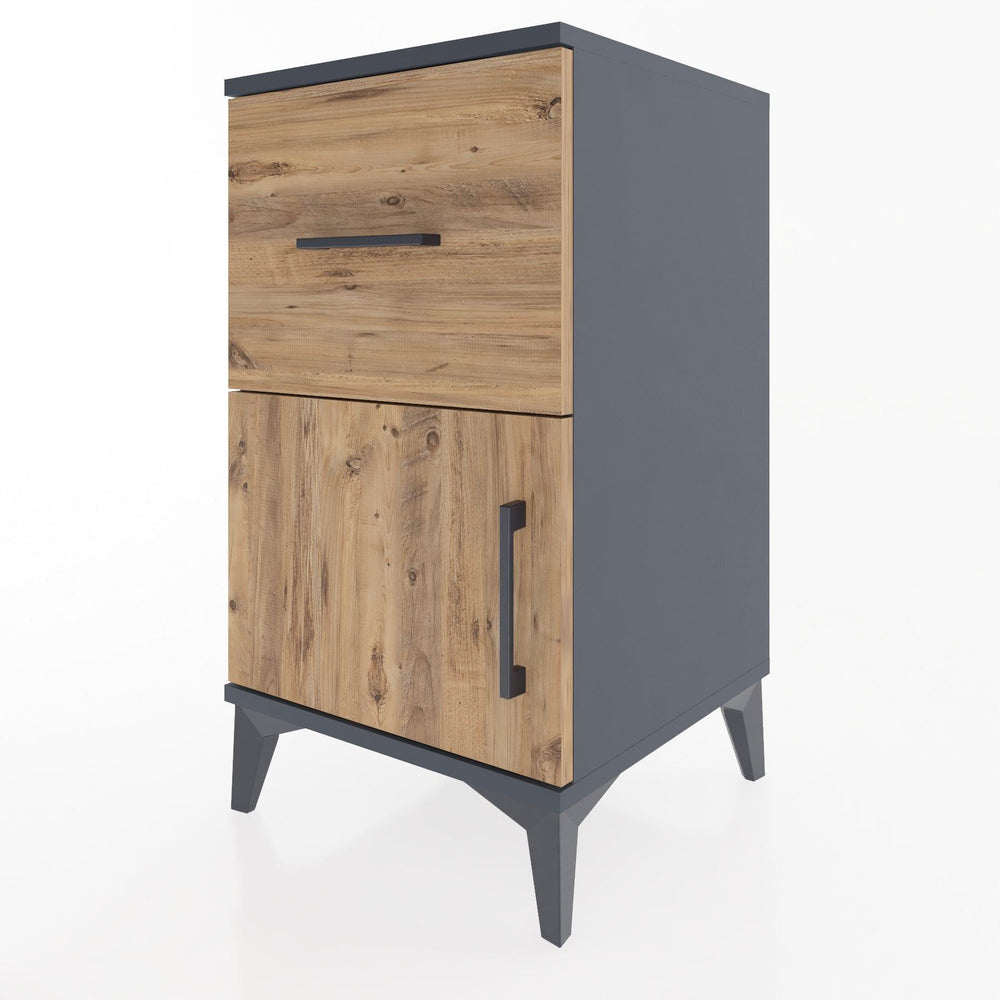 Woodntry Modular Nightstand Anthracite 44x44x68 cm with Cover and Drawer KC18-2