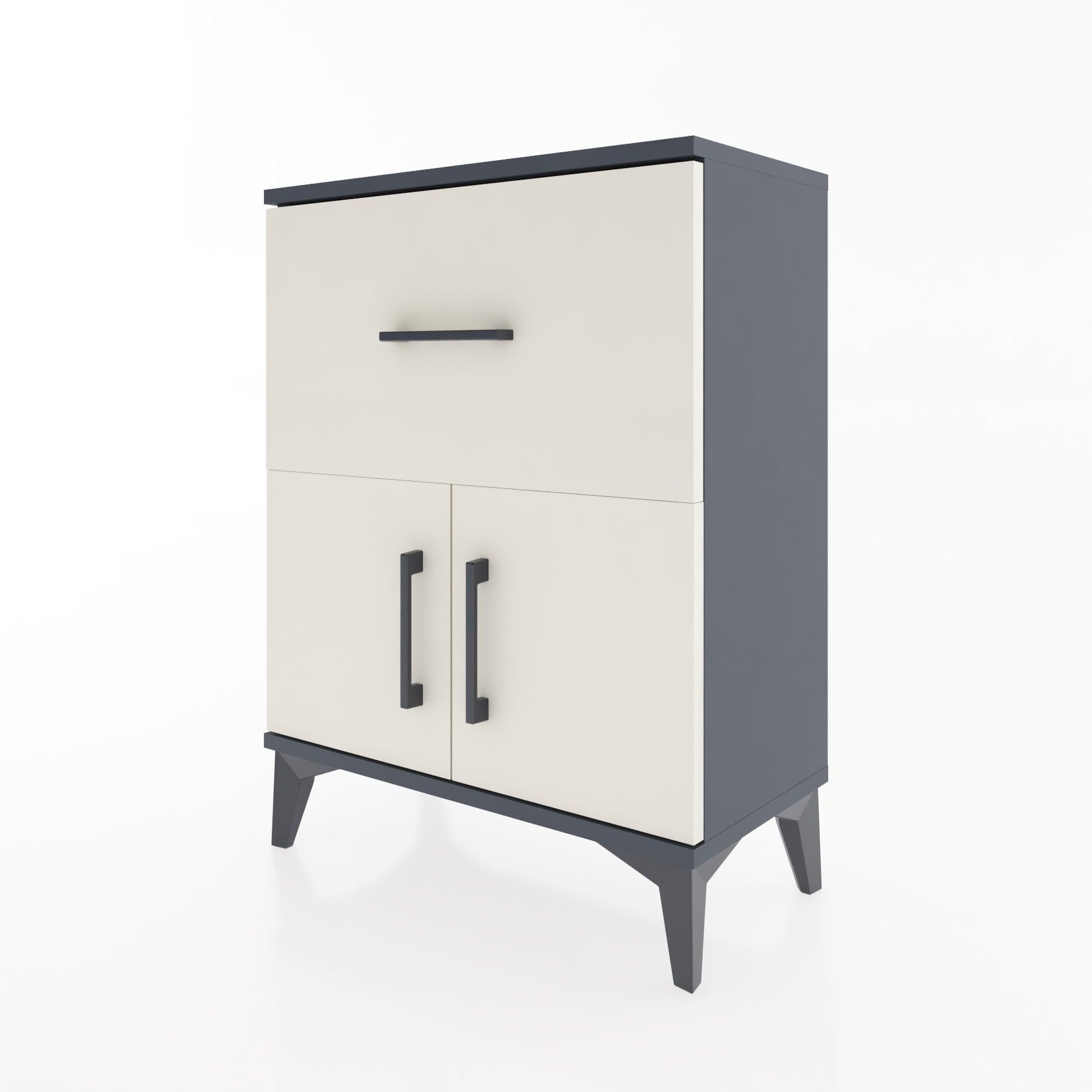 Woodntry Modular Nightstand Anthracite 60x30x68 cm with Cover and Drawer KC18-2