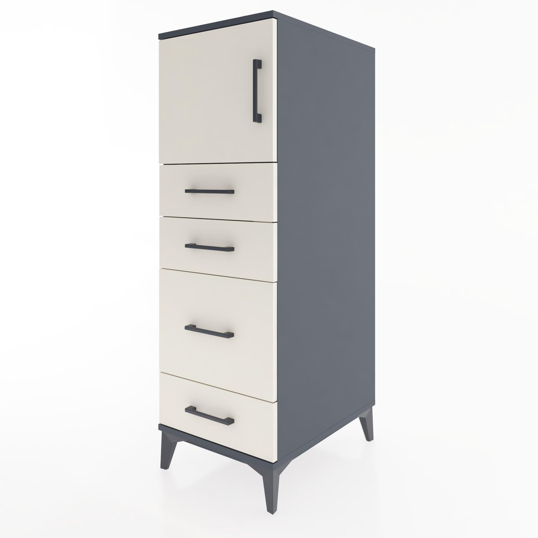 Woodntry Modular Cabinet Anthracite 44x30x122 cm with Doors and Drawers KC18-2