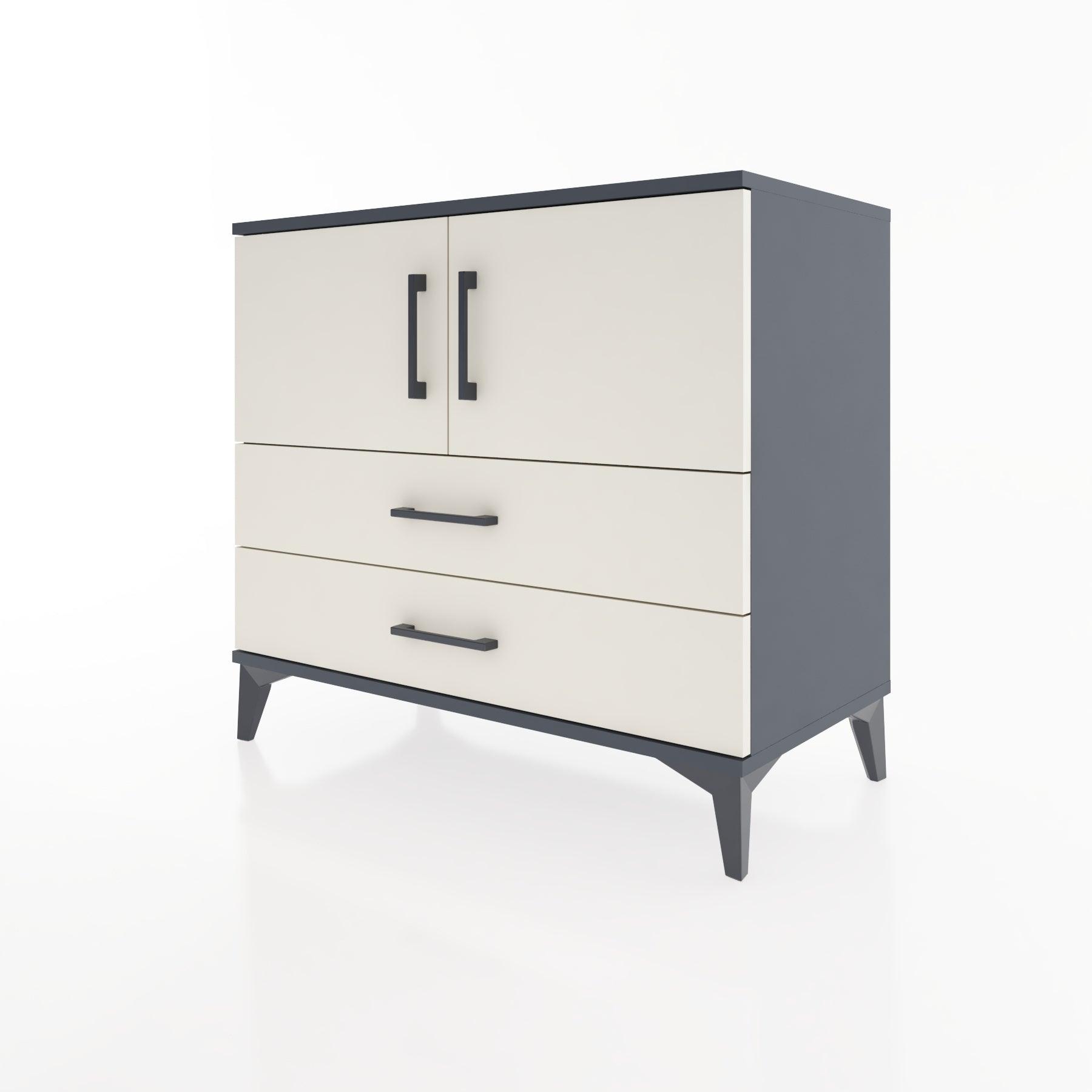 Woodntry Modüler Şifonyer Antrasit 88x44x68 cm Kapaklı ve Çekmeceli KC18-2