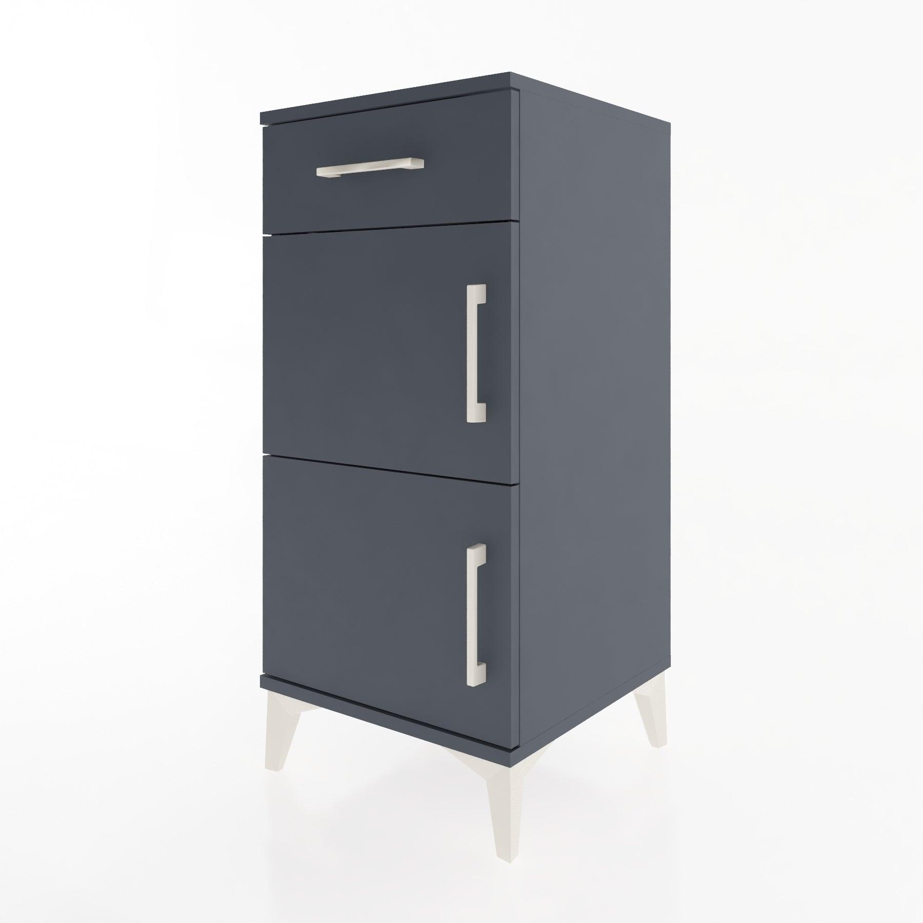 Woodntry Modular Nightstand Anthracite 44x44x84 cm with Cover and Drawer KC40-2