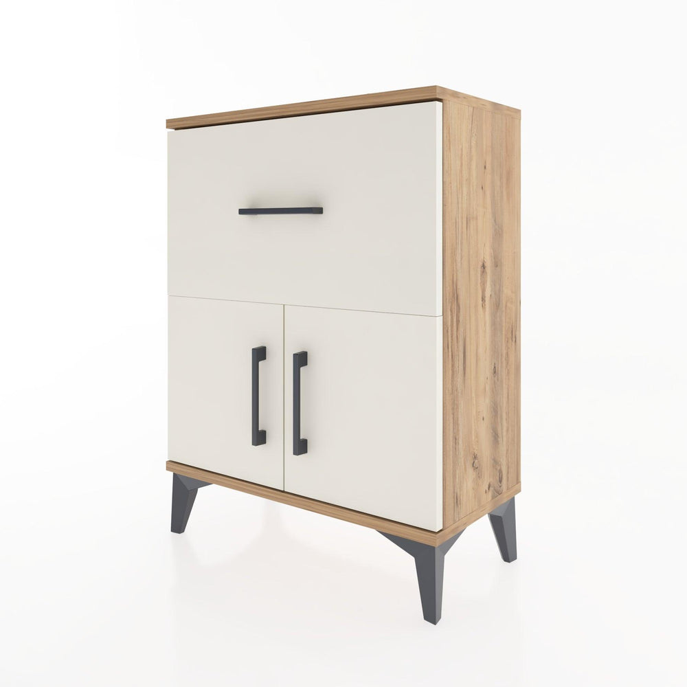 Woodntry Modüler Komodin Çam 60x30x68 cm Kapaklı ve Çekmeceli KC18-3