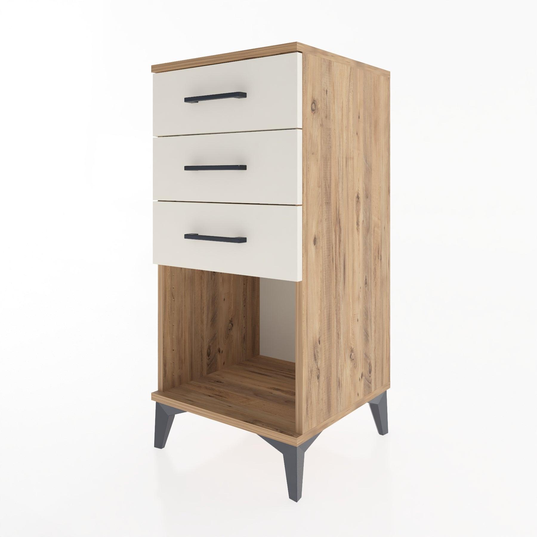 Woodntry Modular Nightstand Pine 44x44x84 cm with Drawers and Shelves CR18-3