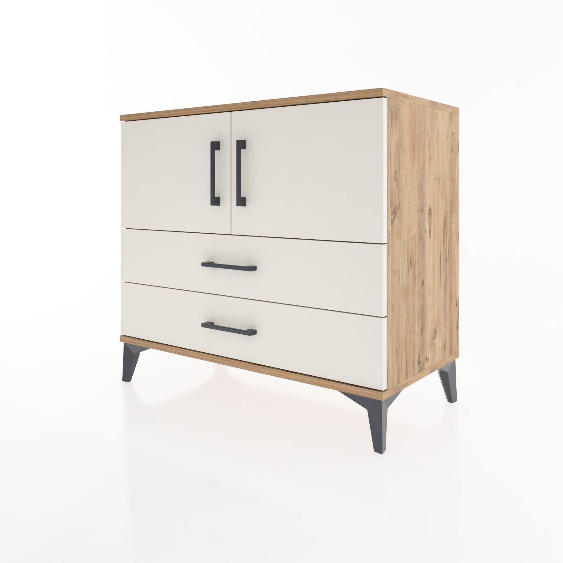 Woodntry Modüler Şifonyer Çam 88x44x68 cm Kapaklı ve Çekmeceli KC18-3