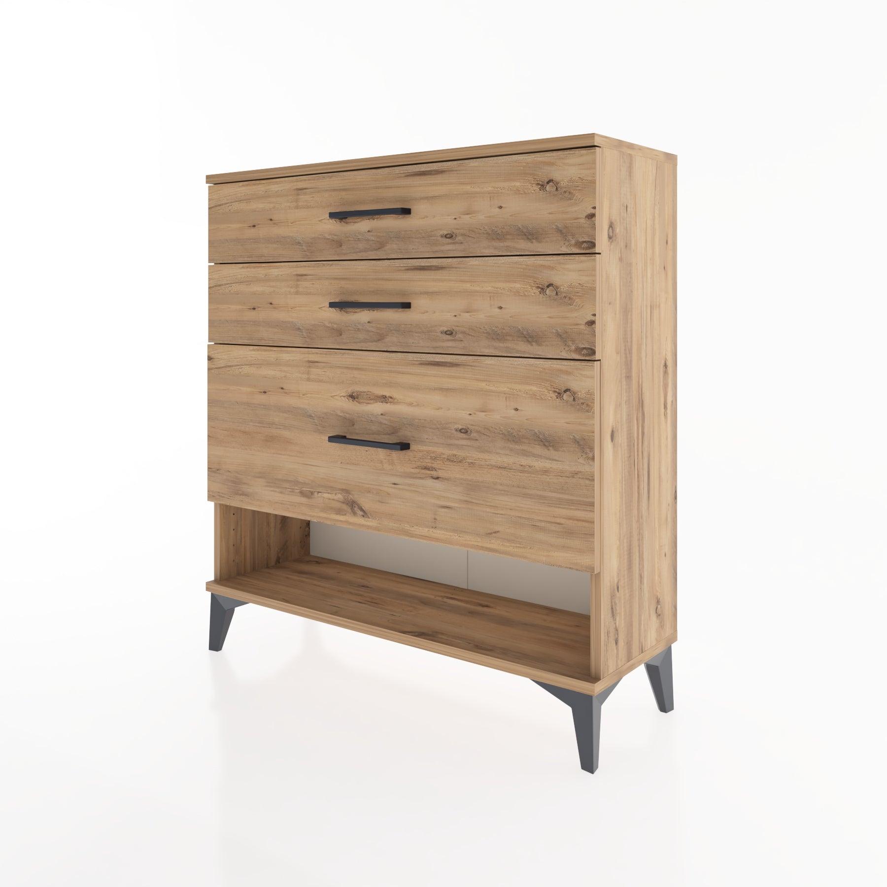 Woodntry Modular Dresser Pine 88x30x84 cm with Drawers and Shelves CR18-3