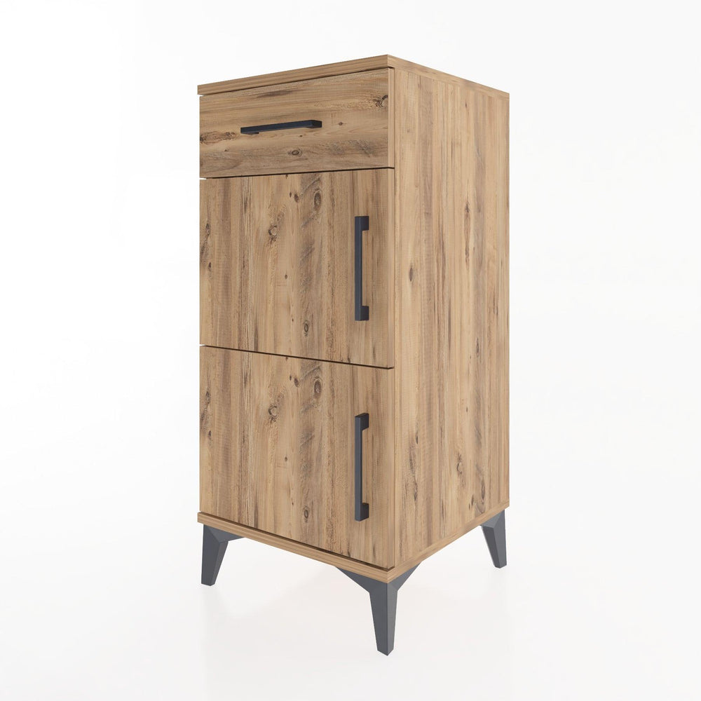 Woodntry Modular Nightstand Pine 44x44x84 cm with Cover and Drawer KC40-3