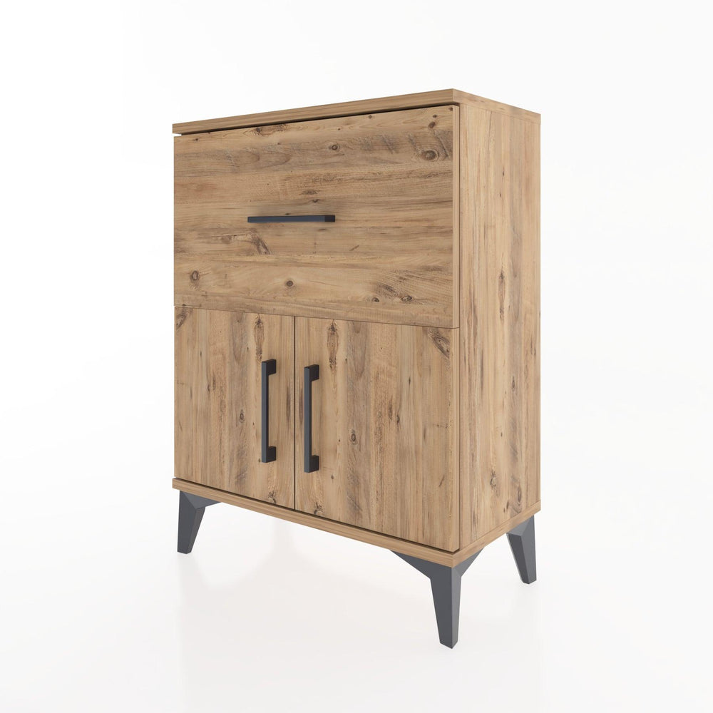 Woodntry Modüler Komodin Çam 60x30x68 cm Kapaklı ve Çekmeceli KC18-3