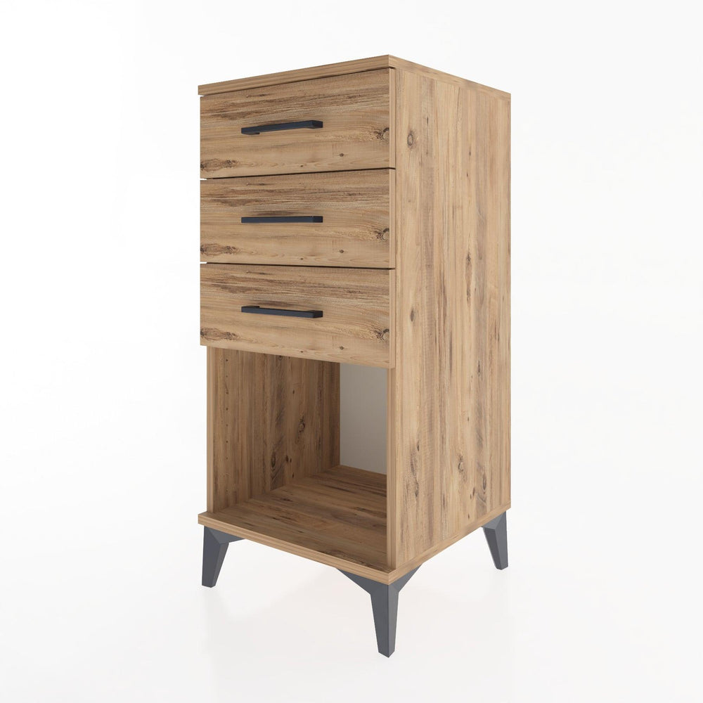 Woodntry Modular Nightstand Pine 44x44x84 cm with Drawers and Shelves CR18-3