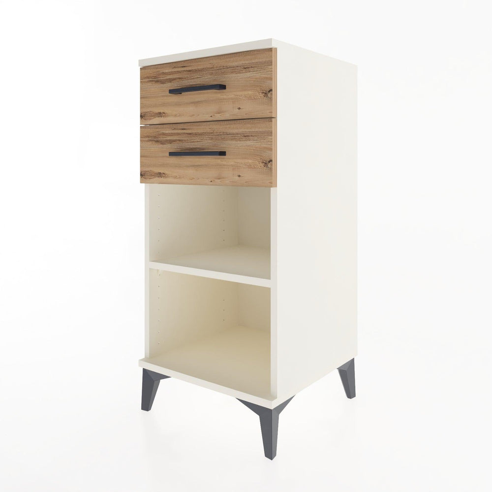 Woodntry Modular Nightstand Moonstone 44x44x84 cm with Drawer and Shelf CR19-1