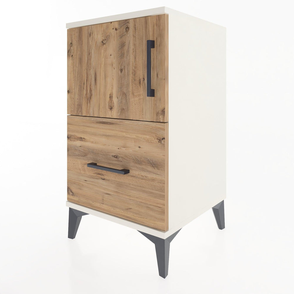 Woodntry Modular Nightstand Moonstone 44x44x68 cm with Cover and Drawer KC19-1