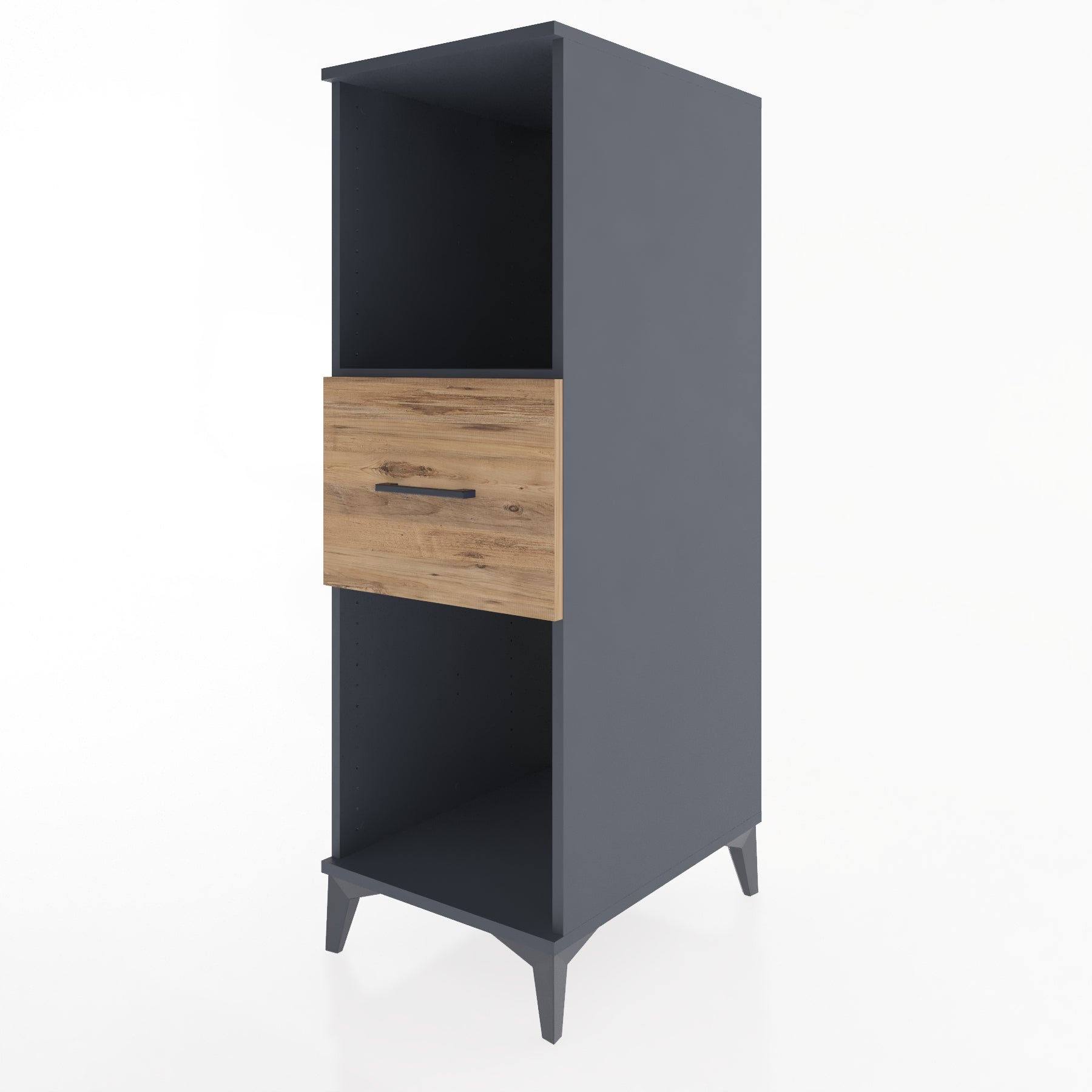 Woodntry Modüler Dolap Antrasit 44x59x122 cm Çekmeceli ve Raflı CR69-2