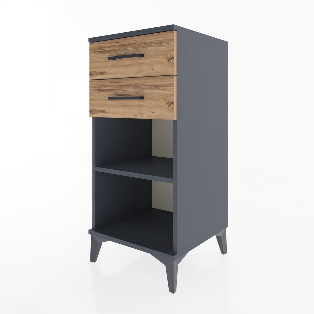 Woodntry Modular Nightstand Anthracite 44x44x84 cm with Drawers and Shelves CR19-2