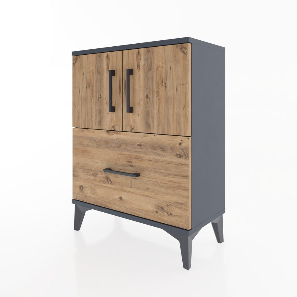 Woodntry Modular Nightstand Anthracite 60x30x68 cm with Cover and Drawer KC19-2