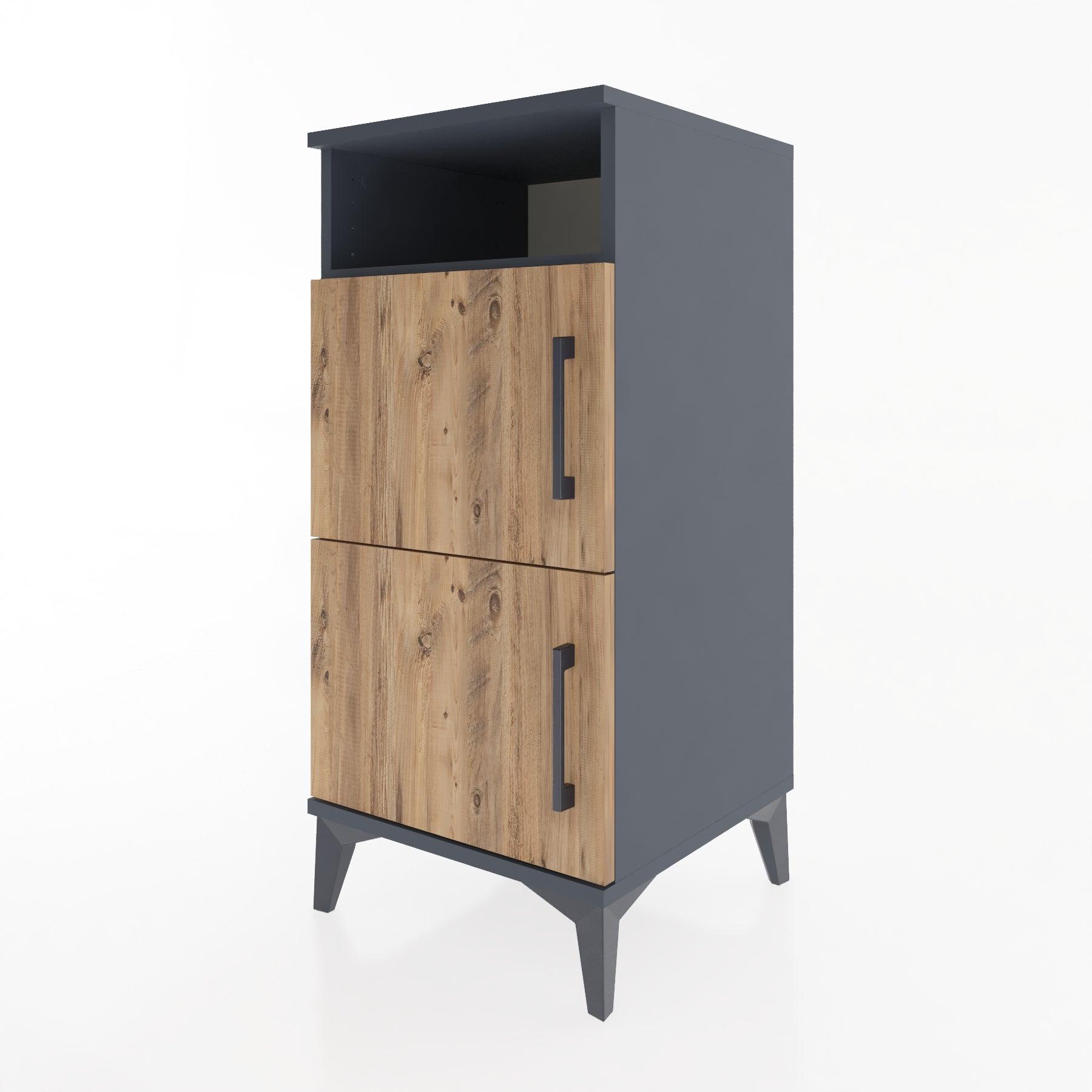 Woodntry Modular Nightstand Anthracite 44x44x84 cm with Cover and Shelf KR41-2