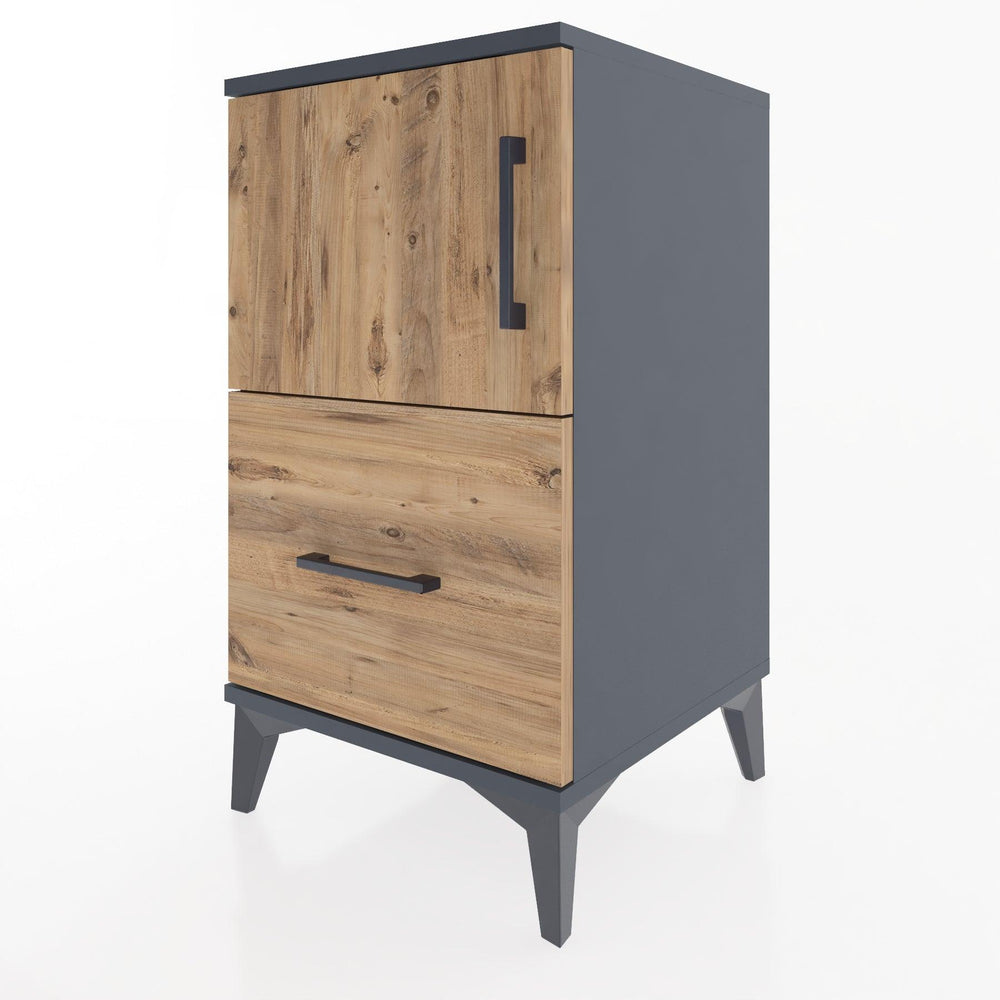 Woodntry Modular Nightstand Anthracite 44x44x68 cm with Cover and Drawer KC19-2