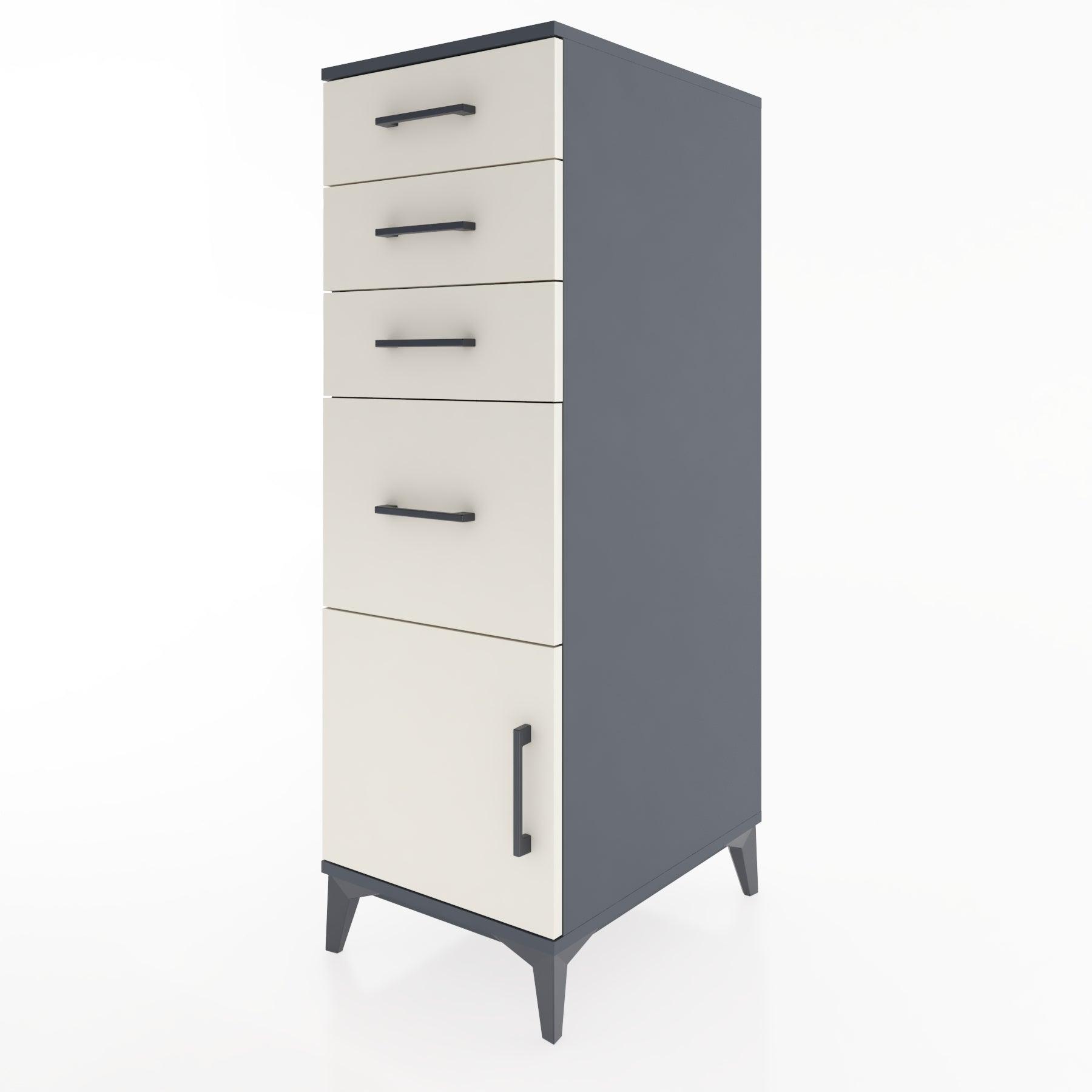Woodntry Modular Cabinet Anthracite 44x30x122 cm with Doors and Drawers KC19-2