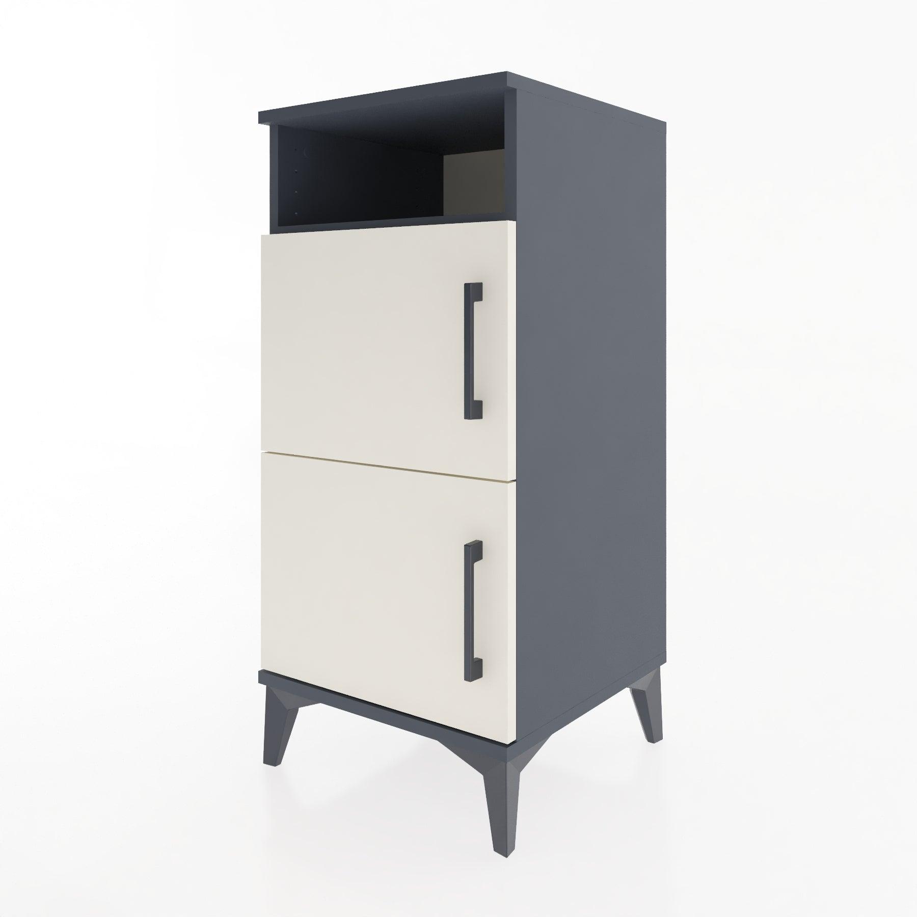 Woodntry Modular Nightstand Anthracite 44x44x84 cm with Cover and Shelf KR41-2