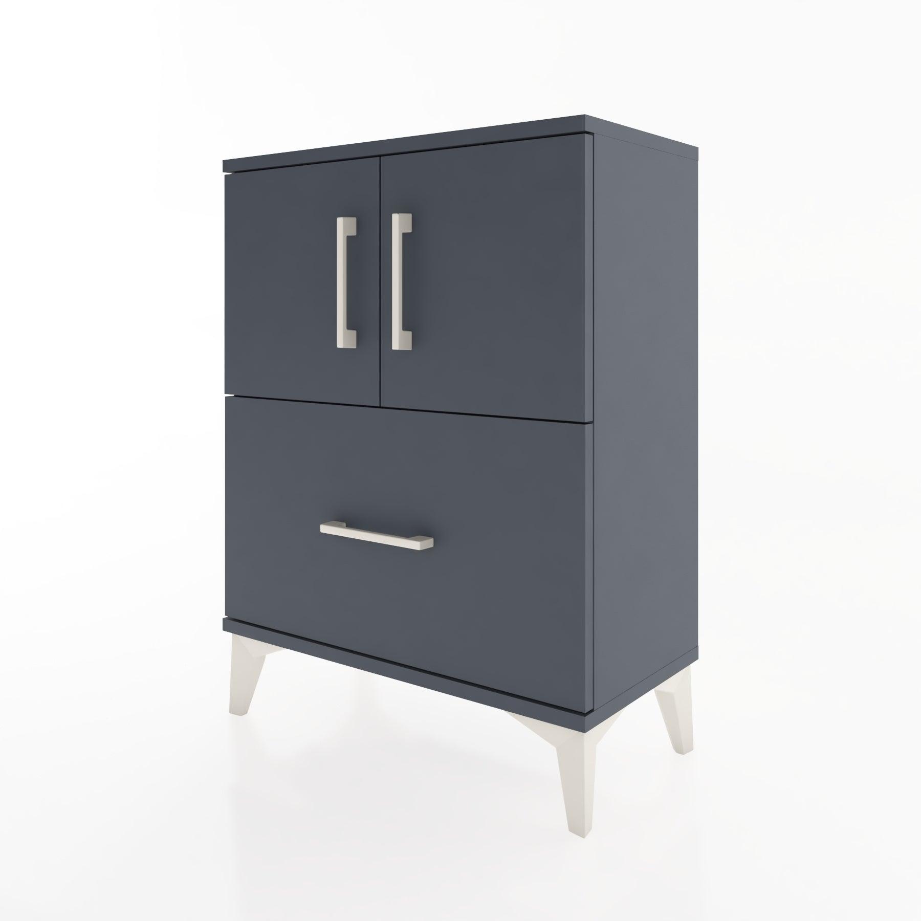 Woodntry Modular Nightstand Anthracite 60x30x68 cm with Cover and Drawer KC19-2