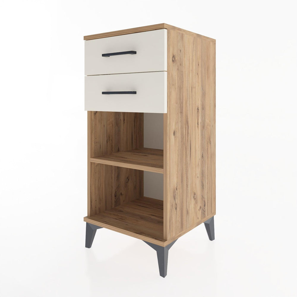 Woodntry Modular Nightstand Pine 44x44x84 cm with Drawers and Shelves CR19-3