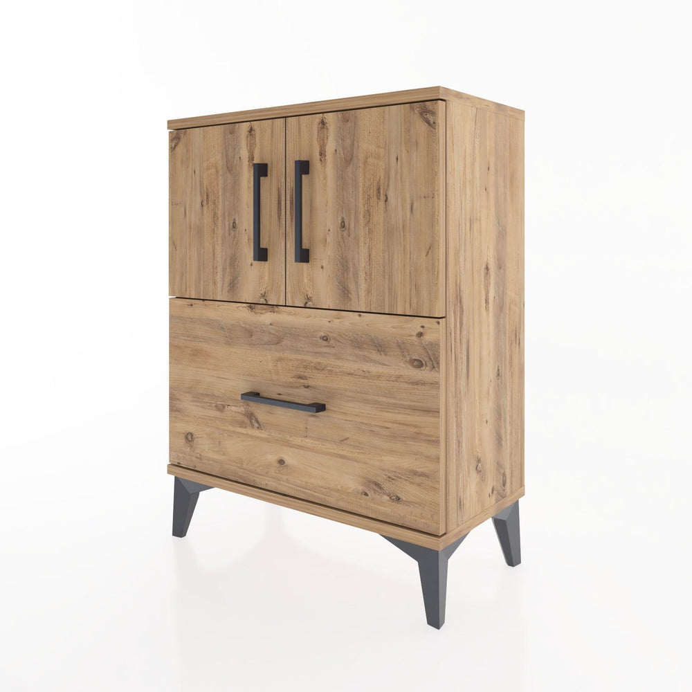 Woodntry Modüler Komodin Çam 60x30x68 cm Kapaklı ve Çekmeceli KC19-3