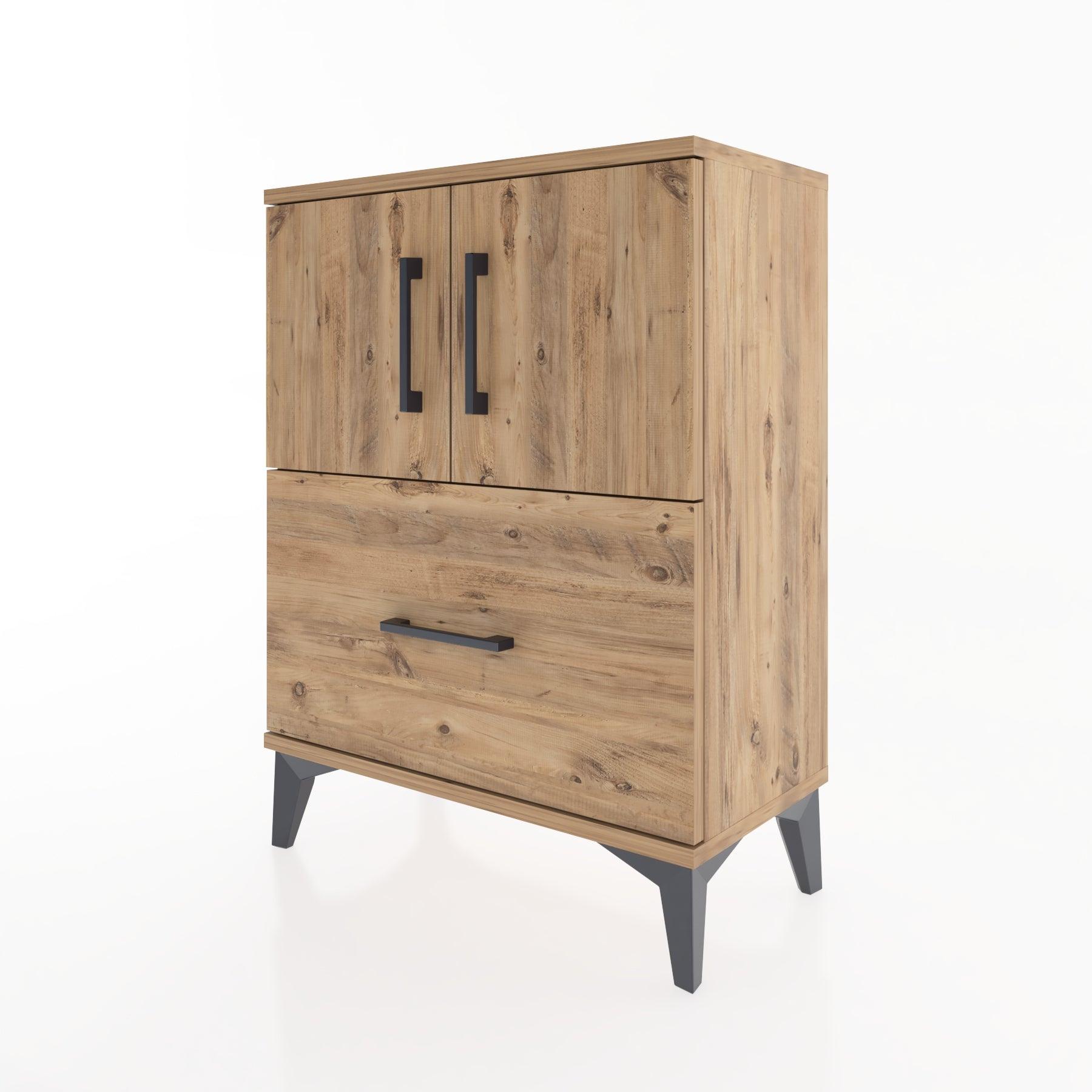 Woodntry Modular Nightstand Pine 60x30x68 cm with Cover and Drawer KC19-3
