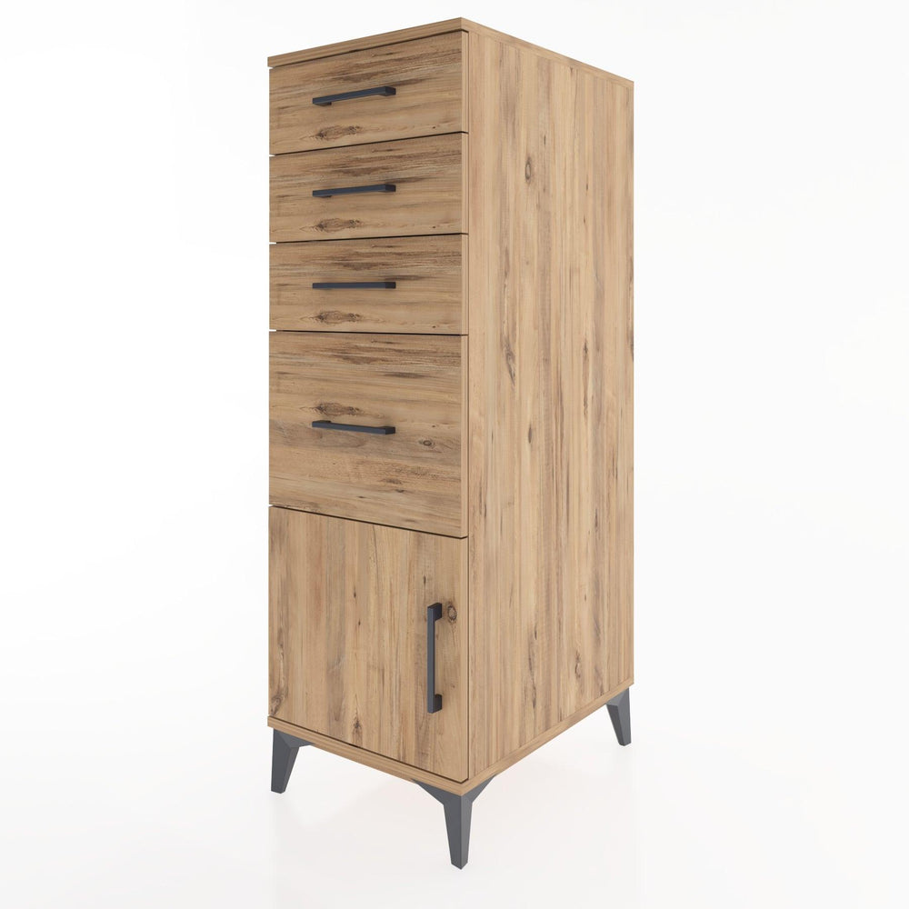 Woodntry Modular Cabinet Pine 44x30x122 cm with Doors and Drawers KC19-3