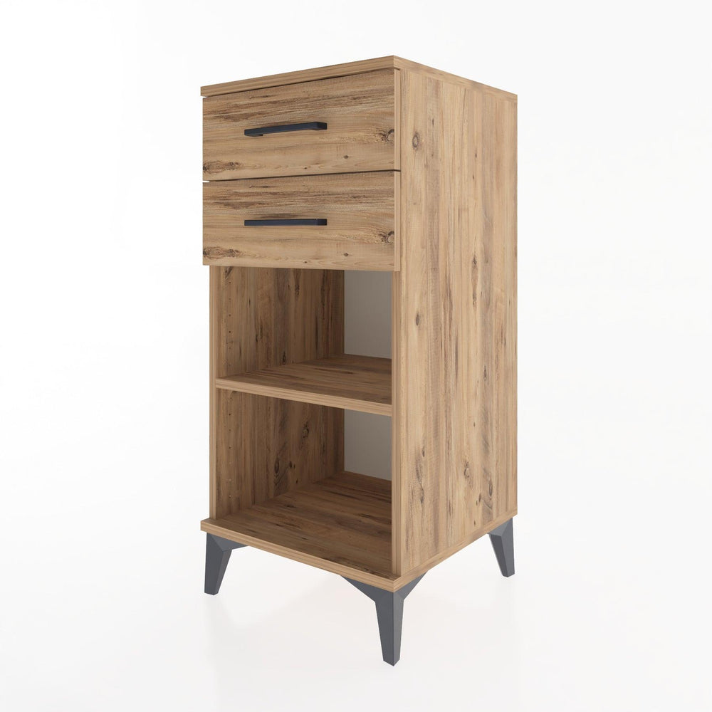 Woodntry Modular Nightstand Pine 44x44x84 cm with Drawers and Shelves CR19-3
