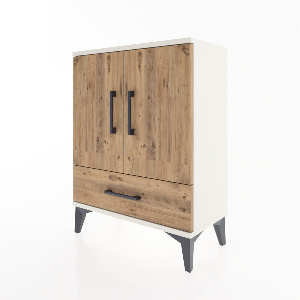 Woodntry Modüler Komodin Aytaşı 60x30x68 cm Kapaklı ve Çekmeceli KC20-1