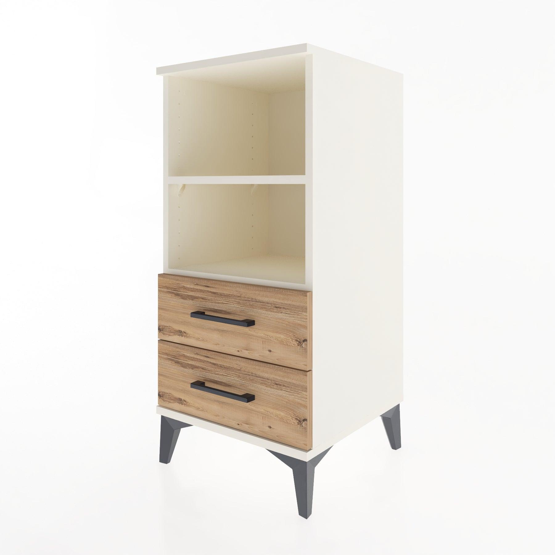 Woodntry Modular Nightstand Moonstone 44x44x84 cm with Drawer and Shelf CR20-1