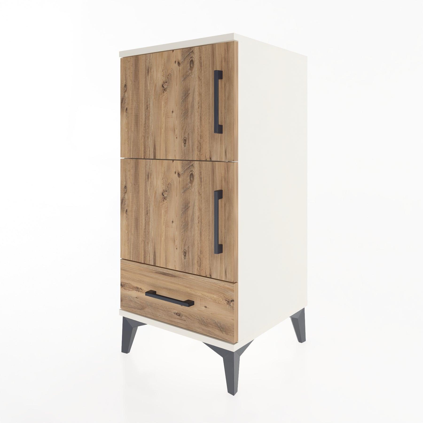 Woodntry Modular Nightstand Moonstone 44x44x84 cm with Cover and Drawer KC42-1