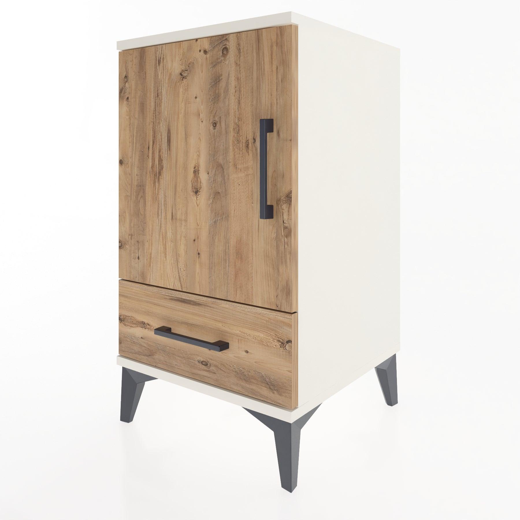 Woodntry Modular Nightstand Moonstone 44x44x68 cm with Cover and Drawer KC20-1