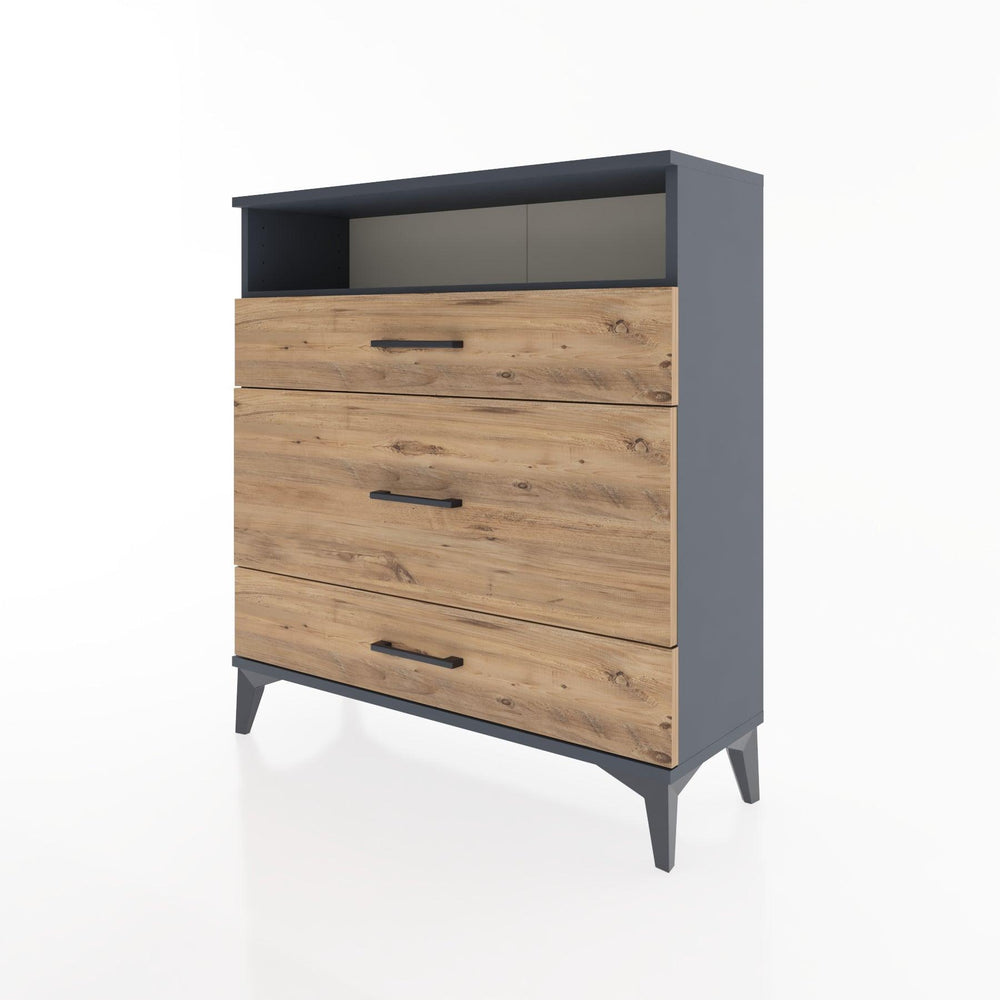 Woodntry Modüler Şifonyer Antrasit 88x30x84 cm Çekmeceli ve Raflı CR20-2